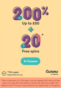 casumo casino welcome bonus offer