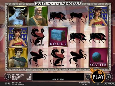 quest for the minotaur online slot machine review screenshot