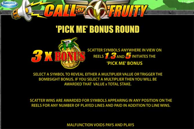 call of fruity pick me slot bonus