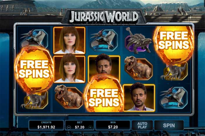 jurassic world slot free spins bonus